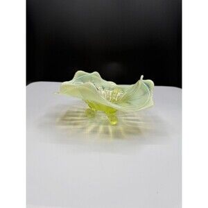 Northwood Vaseline glass footed bowl ; uranium: 1890s